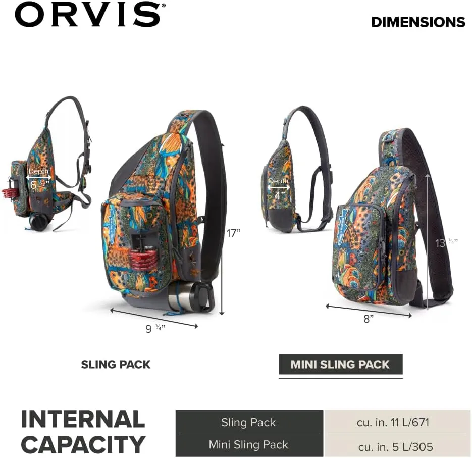 Orvis Mini Sling Pack (26B2) Shoulder Strap Tackle Backpack - Fly Fishing Tool Bag of 100% Recycled ECO CORDURA Fabric With TPU Coating, 5-Liter Capacity and Internal Features, Fishe Unbound Brown - One Size