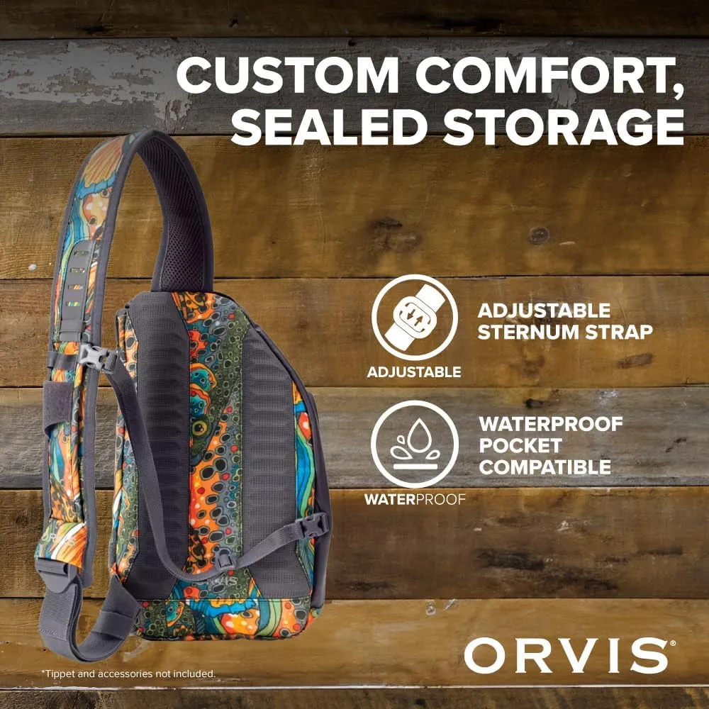 Orvis Mini Sling Pack (26B2) Shoulder Strap Tackle Backpack - Fly Fishing Tool Bag of 100% Recycled ECO CORDURA Fabric With TPU Coating, 5-Liter Capacity and Internal Features, Fishe Unbound Brown - One Size