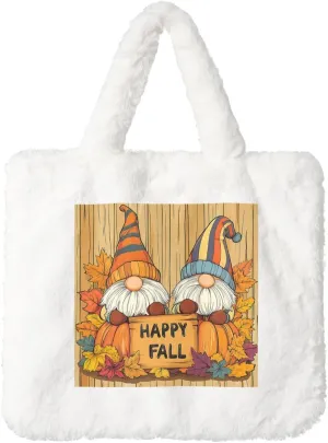 OSAM SPACE Cute Gnomes Women Tote Bag, Thanksgiving Fall Cute Fuzzy Plush Shoulder Bag, Purse Coin Pouch Accessories Tote Handbag for Winter Daily Work Dating