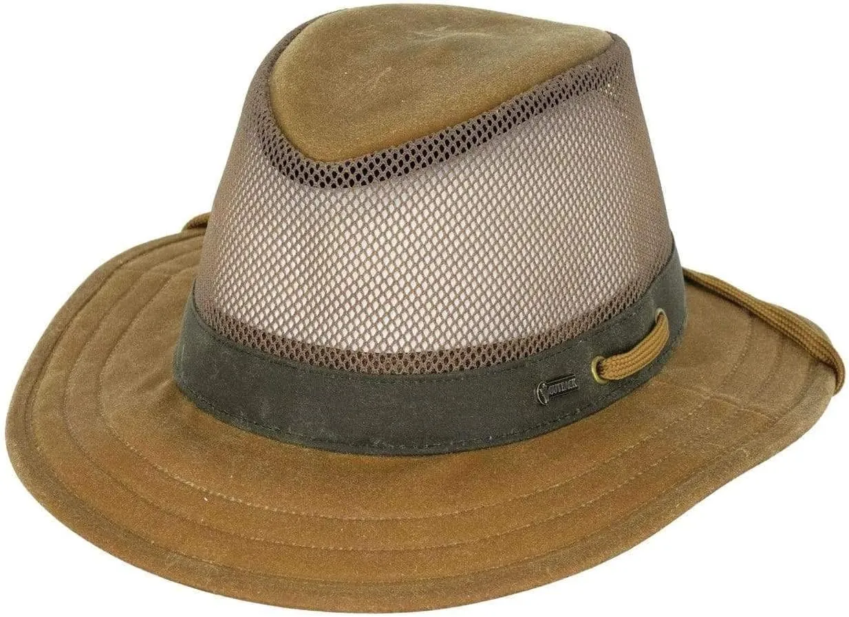 Outback Trading Company Men's 1470 Willis Mesh Sun-Protective Waterproof Breathable Packable Outdoor Cotton Oilskin Hat