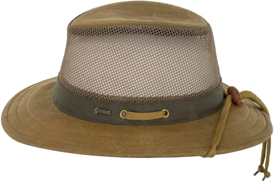 Outback Trading Company Men's 1470 Willis Mesh Sun-Protective Waterproof Breathable Packable Outdoor Cotton Oilskin Hat