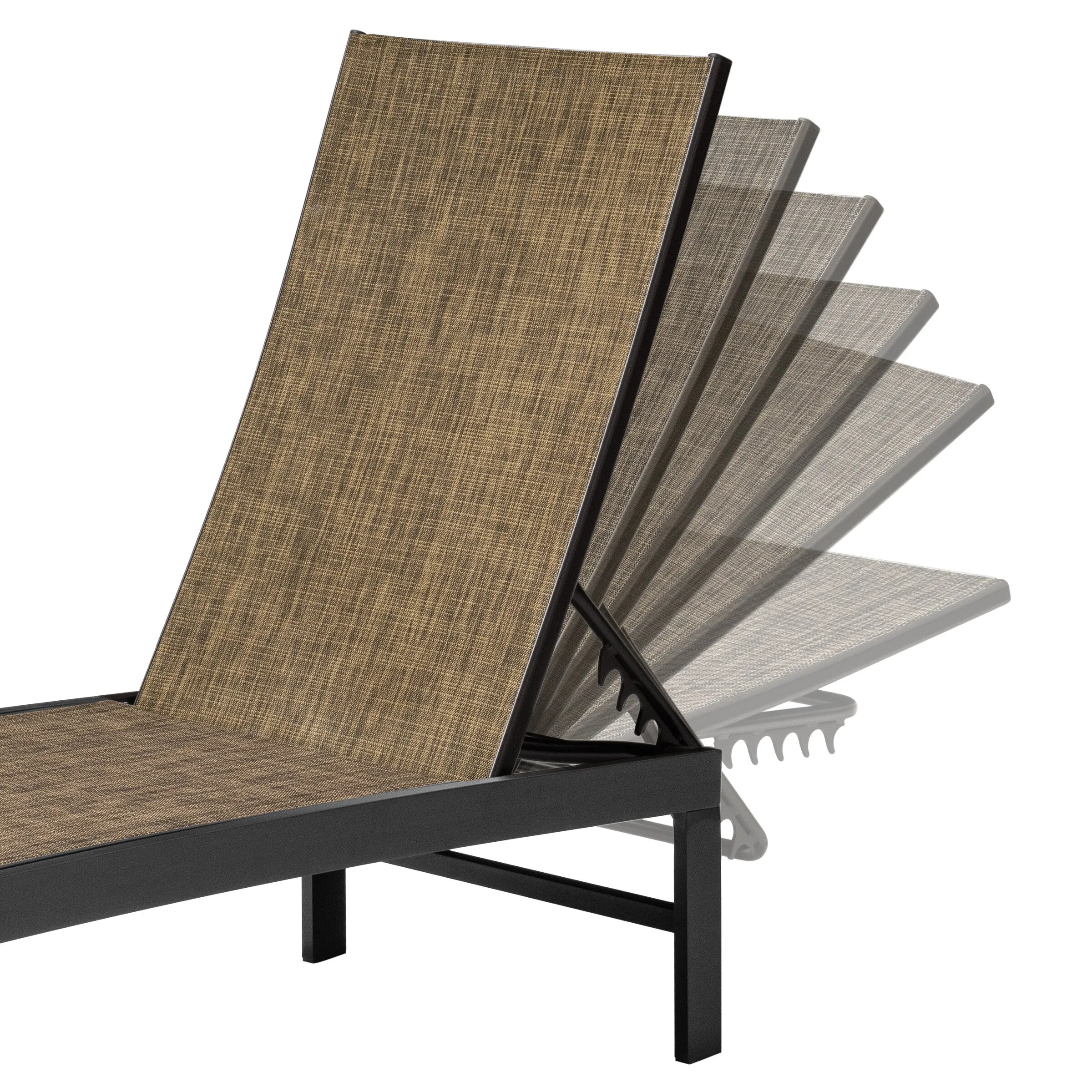 Outdoor Aluminum Chaise Lounge Chairs and Side Table, Sun Lounger with Adjustable Backrest