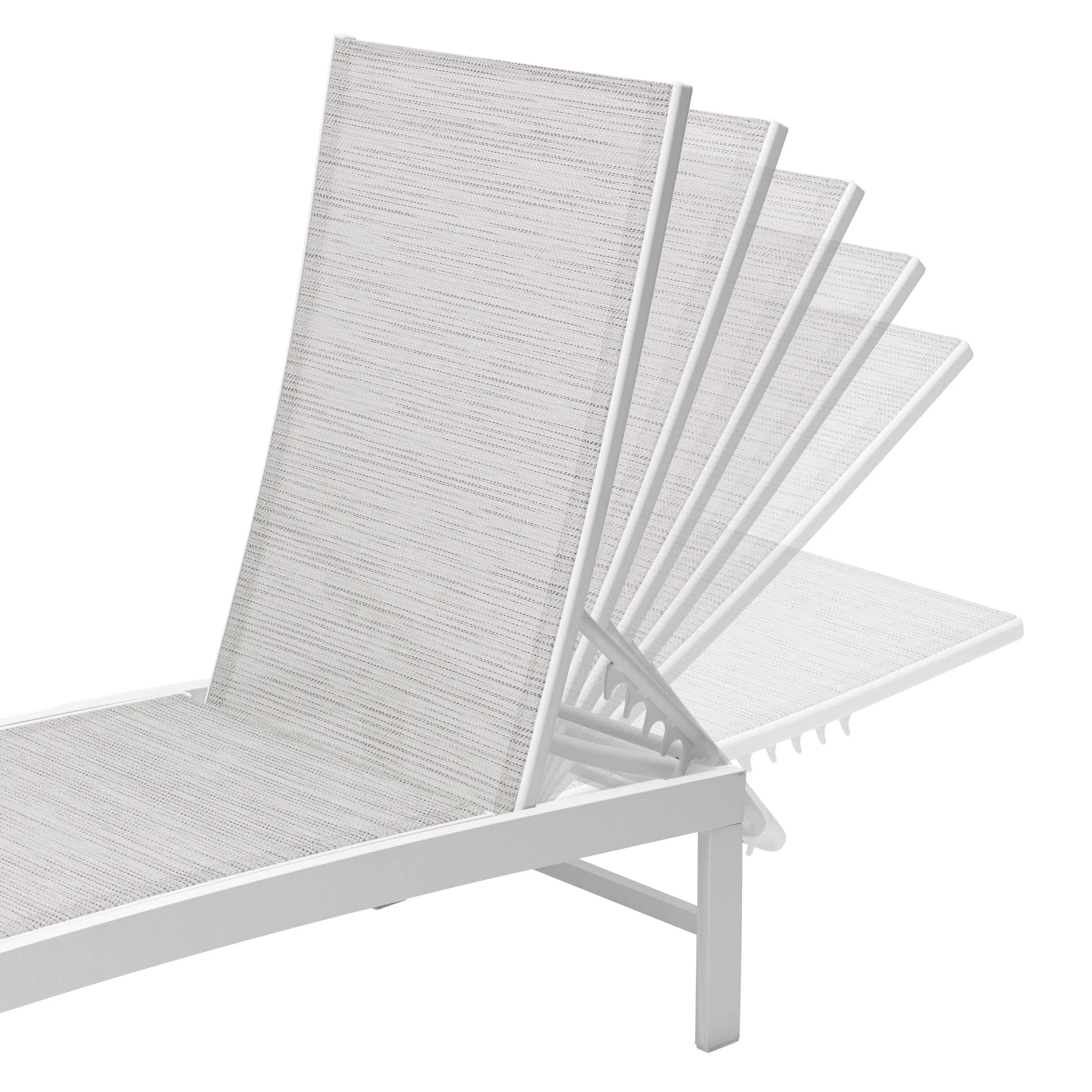 Outdoor Aluminum Chaise Lounge Chairs and Side Table, Sun Lounger with Adjustable Backrest