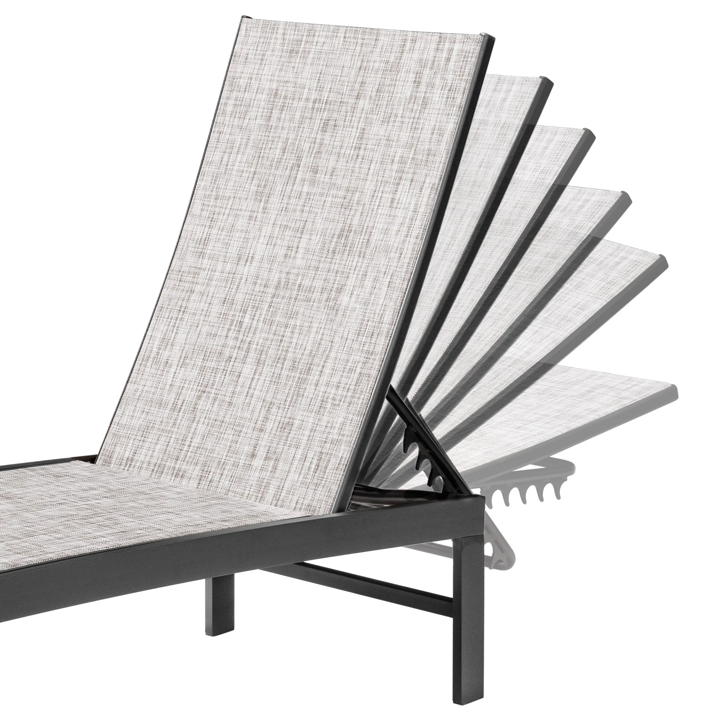 Outdoor Aluminum Chaise Lounge Chairs and Side Table, Sun Lounger with Adjustable Backrest