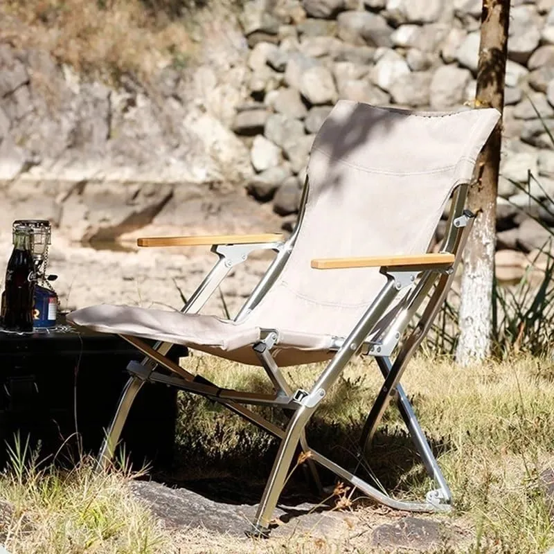 Outdoor Folding Chair Aluminium Portable Recliner Camping Leisure Armchair Real Leisure Fishing Beach Chair Outdoor Recliner (Color : 4th Gear Adjustable) (4th Gear Adjustable)