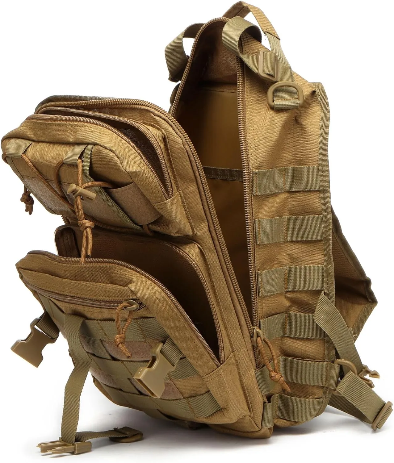 Outdoor Tactical Bag Fishing Military Sport Bag Pack Sling Shoulder Backpack for Every Day Carry (Khaki)