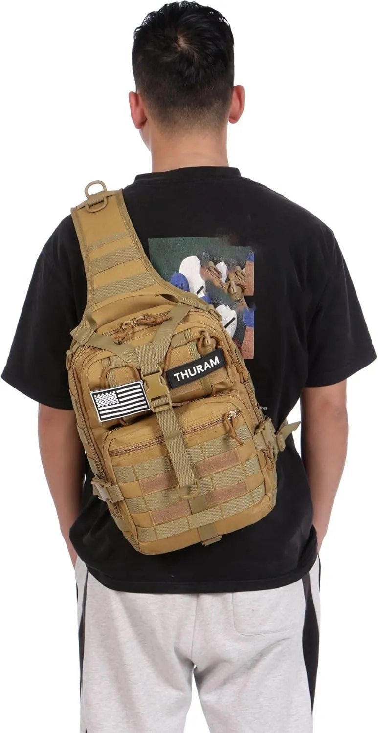 Outdoor Tactical Bag Fishing Military Sport Bag Pack Sling Shoulder Backpack for Every Day Carry (Khaki)