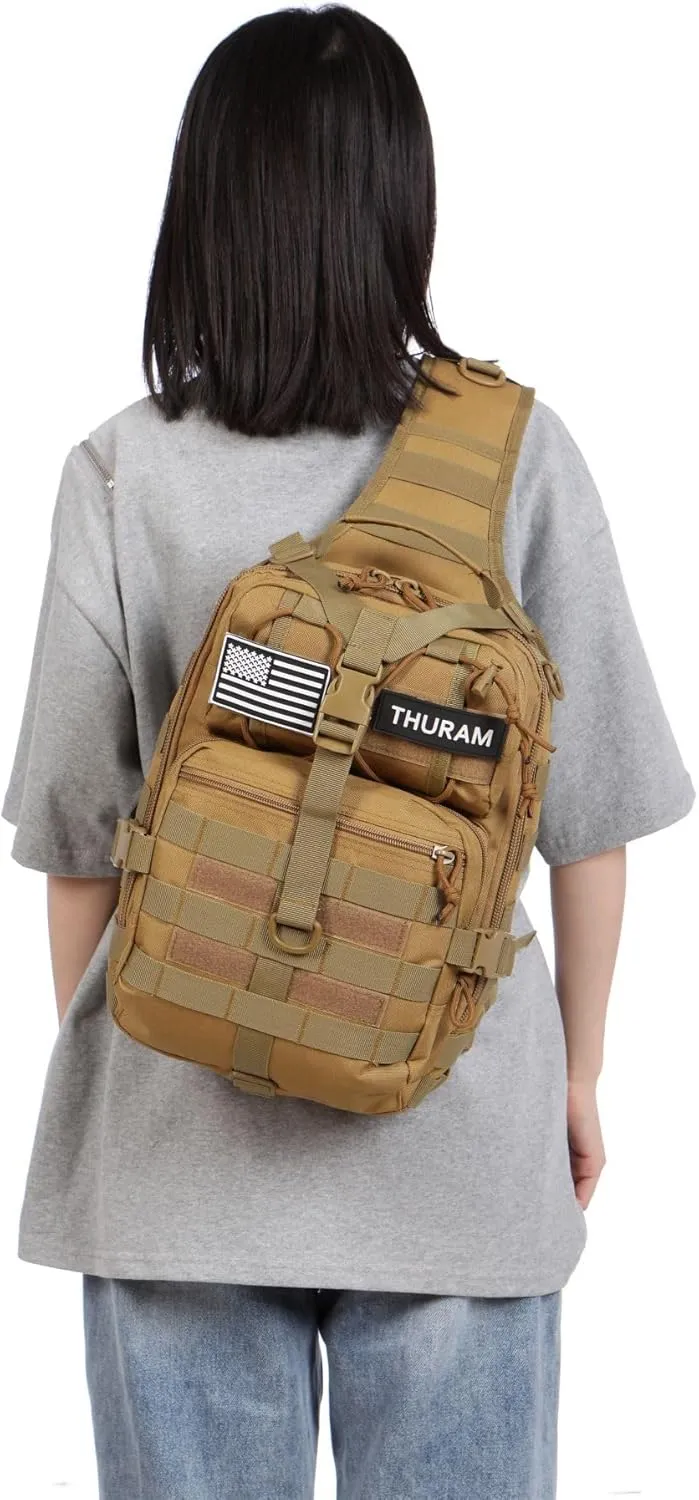 Outdoor Tactical Bag Fishing Military Sport Bag Pack Sling Shoulder Backpack for Every Day Carry (Khaki)