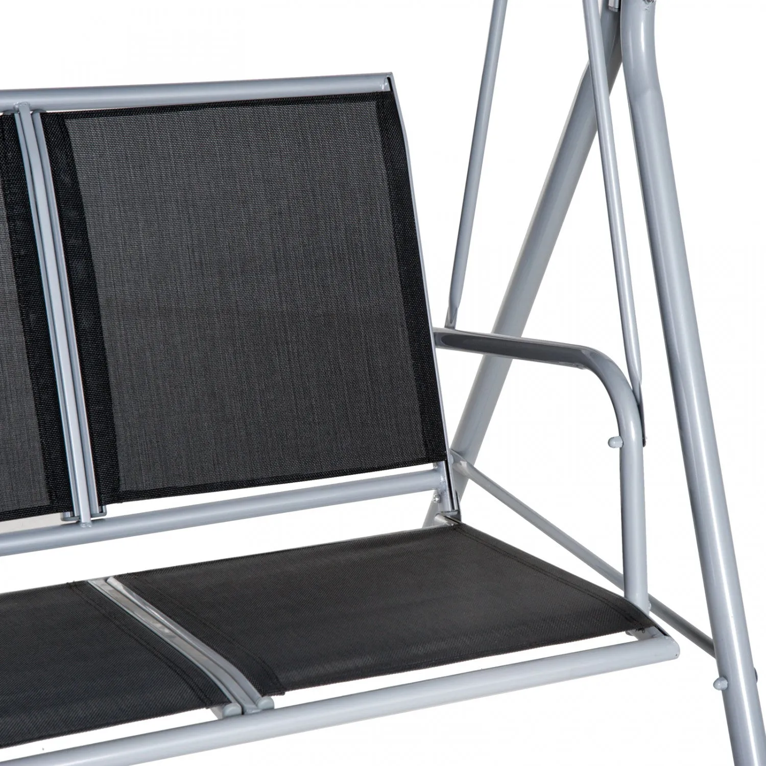 Outsunny 3-seater Patio Swing, Outdoor Swing Chair, A Frame Porch Swing With Canopy Garden Hammock G|Balancoire De Terrasse 3 Places, Balancoire D'exterieur, Balancoire De Porche A Cadre Avec Lit A Bal