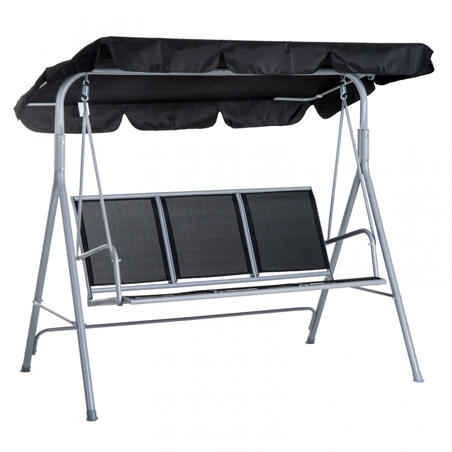 Outsunny 3-seater Patio Swing, Outdoor Swing Chair, A Frame Porch Swing With Canopy Garden Hammock G|Balancoire De Terrasse 3 Places, Balancoire D'exterieur, Balancoire De Porche A Cadre Avec Lit A Bal