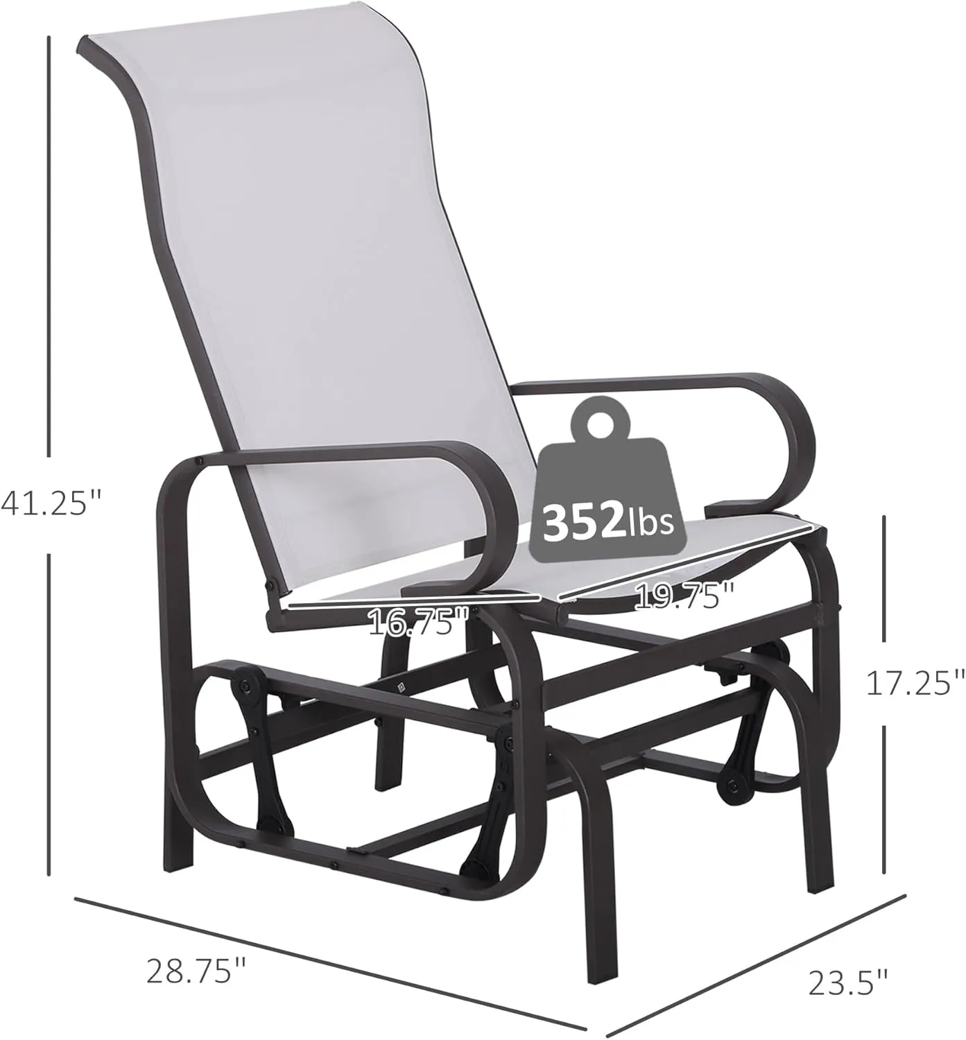 Outsunny Outdoor Glider Chair, Gliders for Outside Patio with Smooth Rocking Mechanism and Lightweight Construction for Backyard, Beige