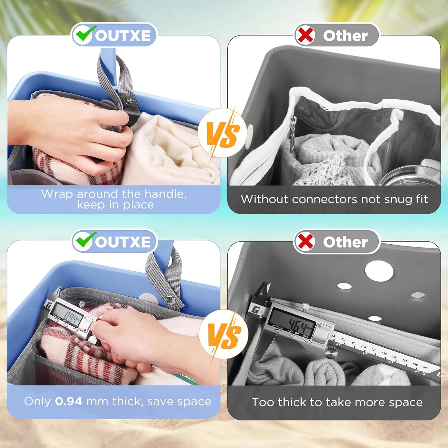 OUTXE Beach Bag Organizer Compatible with Baby Bogg Bag Accessories Inserts, Lightweight Mesh Insert Divider Pouch for Small Bogg Bags, Beach Tote Bags Insert for Organizing