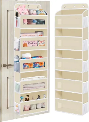 Over The Door Organizer, 5 Shelves Closet Door Hanging Organizer with 10 Mesh Pockets, Stuffed Animal Storage for Nursery, Baby Essentials, Dorm Room Essentials for Girls
