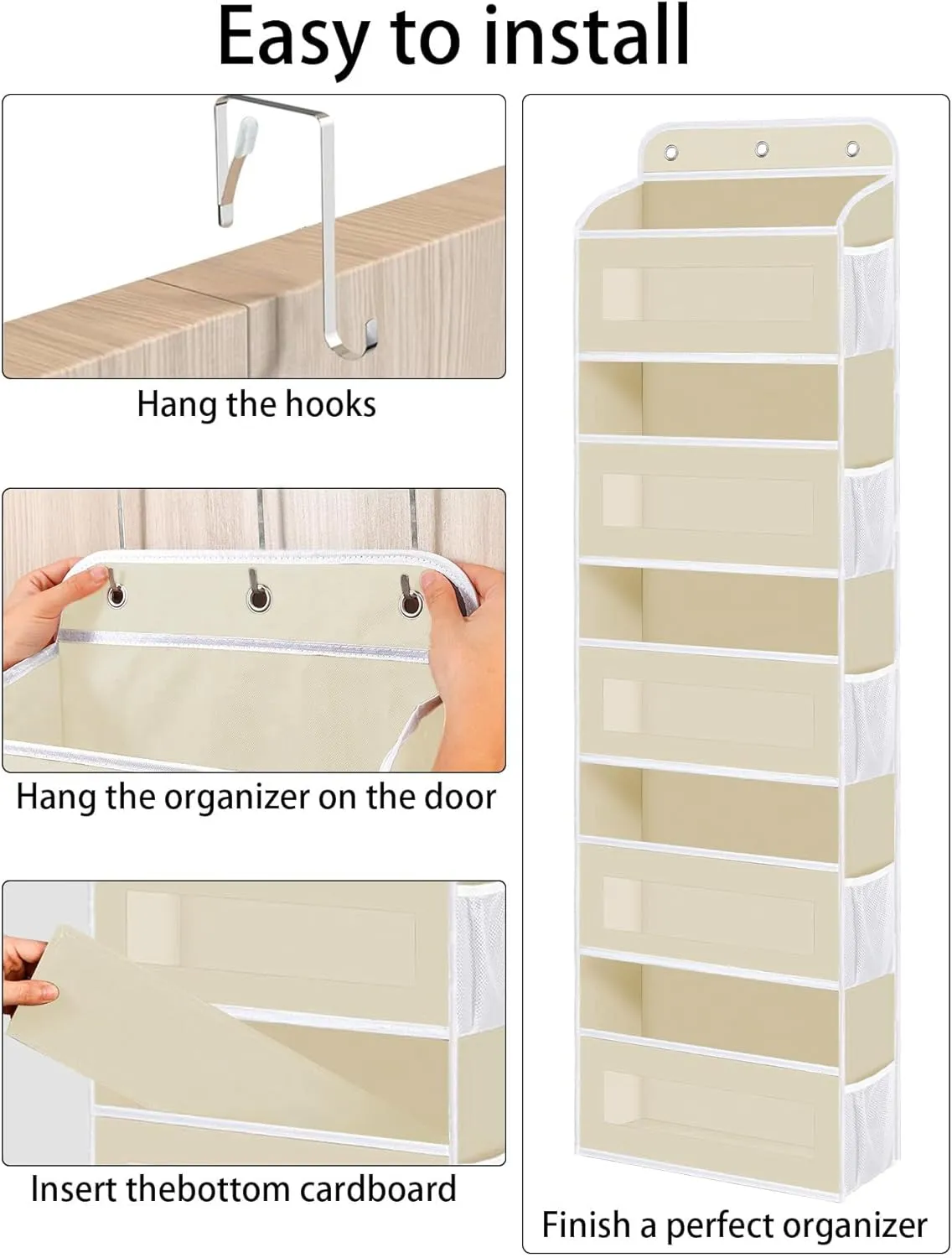 Over The Door Organizer, 5 Shelves Closet Door Hanging Organizer with 10 Mesh Pockets, Stuffed Animal Storage for Nursery, Baby Essentials, Dorm Room Essentials for Girls