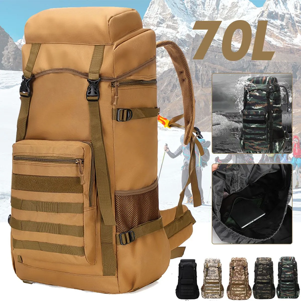 Overland70 Tactical Backpack – 70L Waterproof Expedition Pack