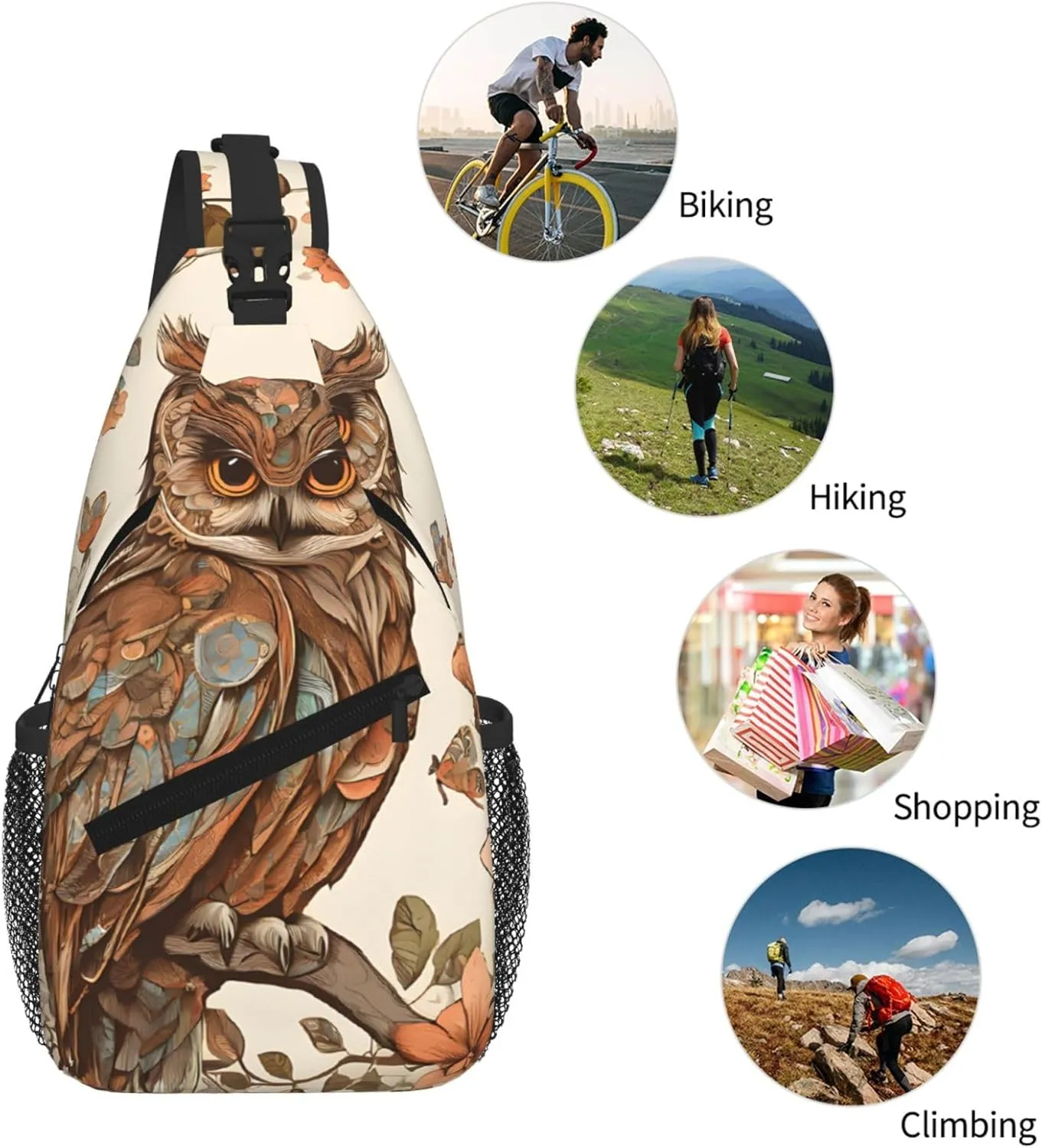 Owl Beliefs Print Cross Chest Bag Diagonally - High-Capacity For Short Trips, Work, And Daily Use