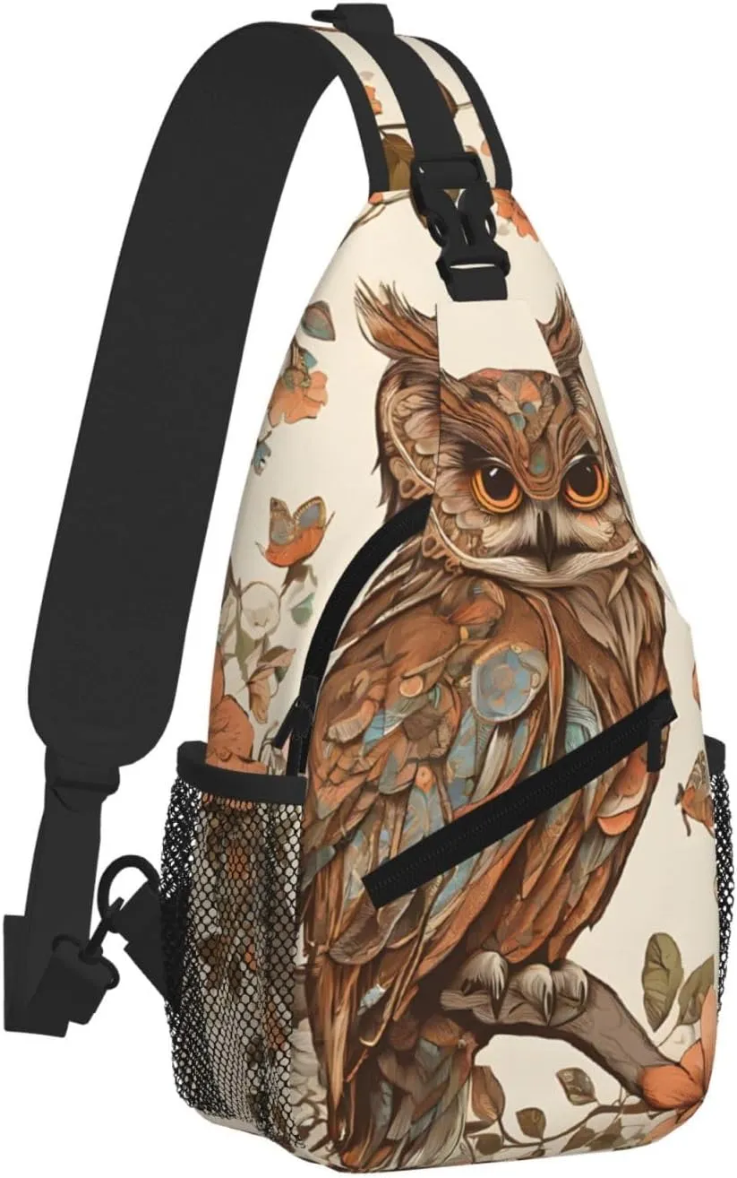 Owl Beliefs Print Cross Chest Bag Diagonally - High-Capacity For Short Trips, Work, And Daily Use