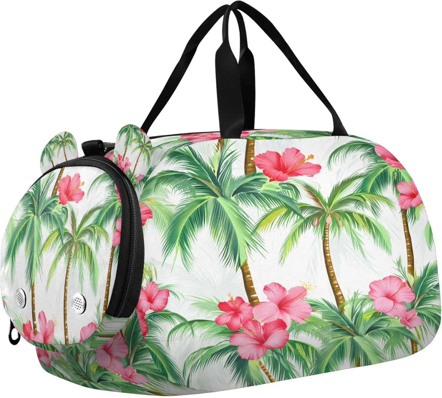Palm Trees Kids Overnight Sports Duffel Bags with Shoe Compartment & Wet Pocket Travel Sport Gym Bag for Girls Boys