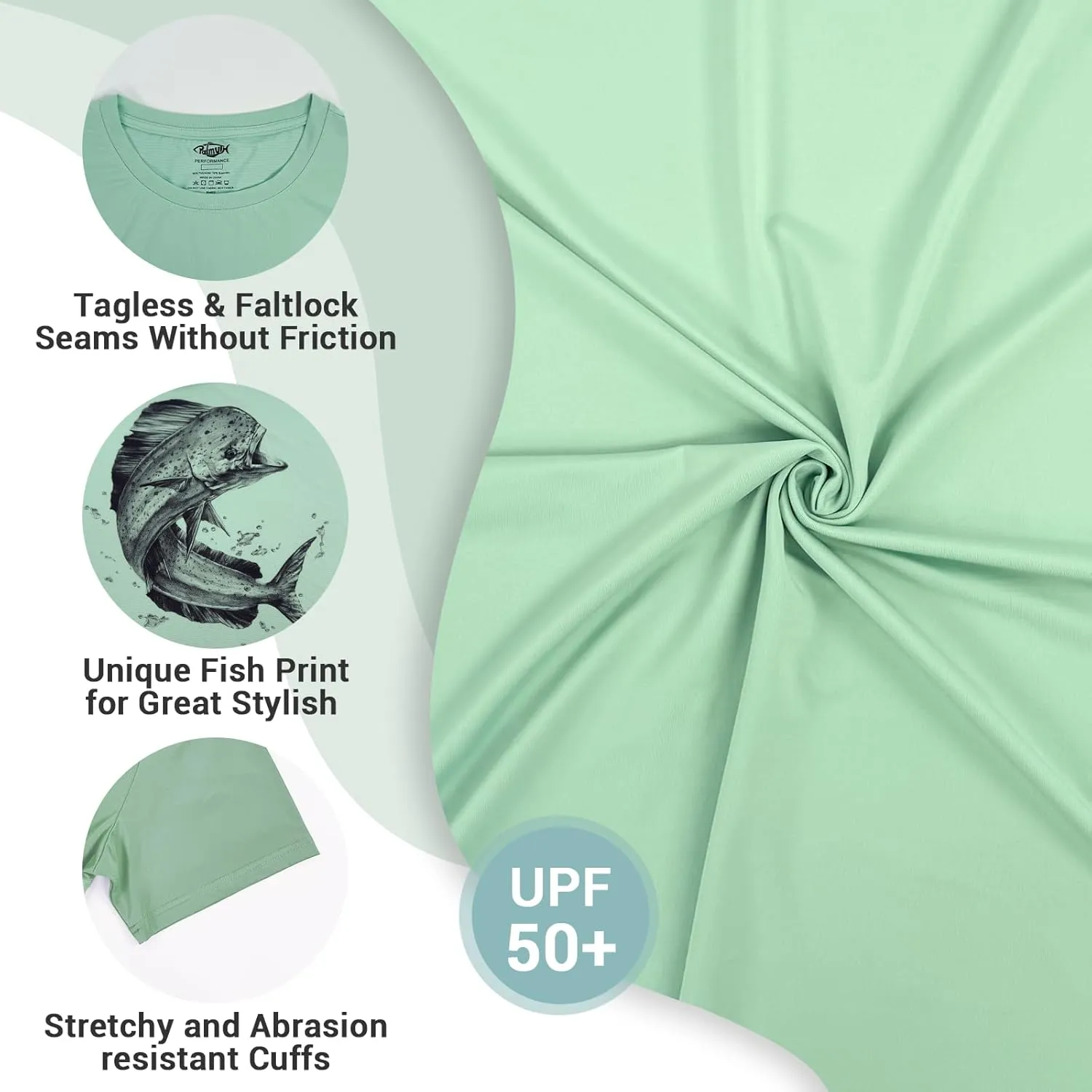 Palmyth Mens Fishing Shirts UPF 50  Sun Protection Short Sleeve UV T-Shirts Breathable Quick-Dry