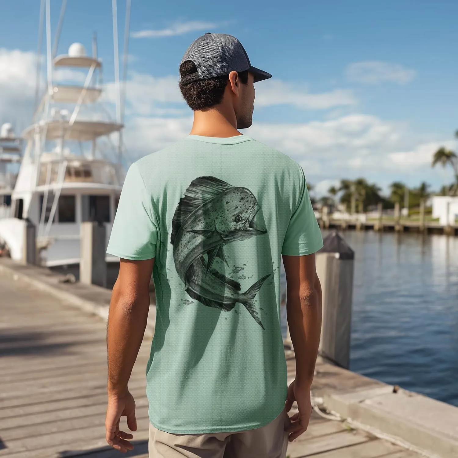 Palmyth Mens Fishing Shirts UPF 50  Sun Protection Short Sleeve UV T-Shirts Breathable Quick-Dry