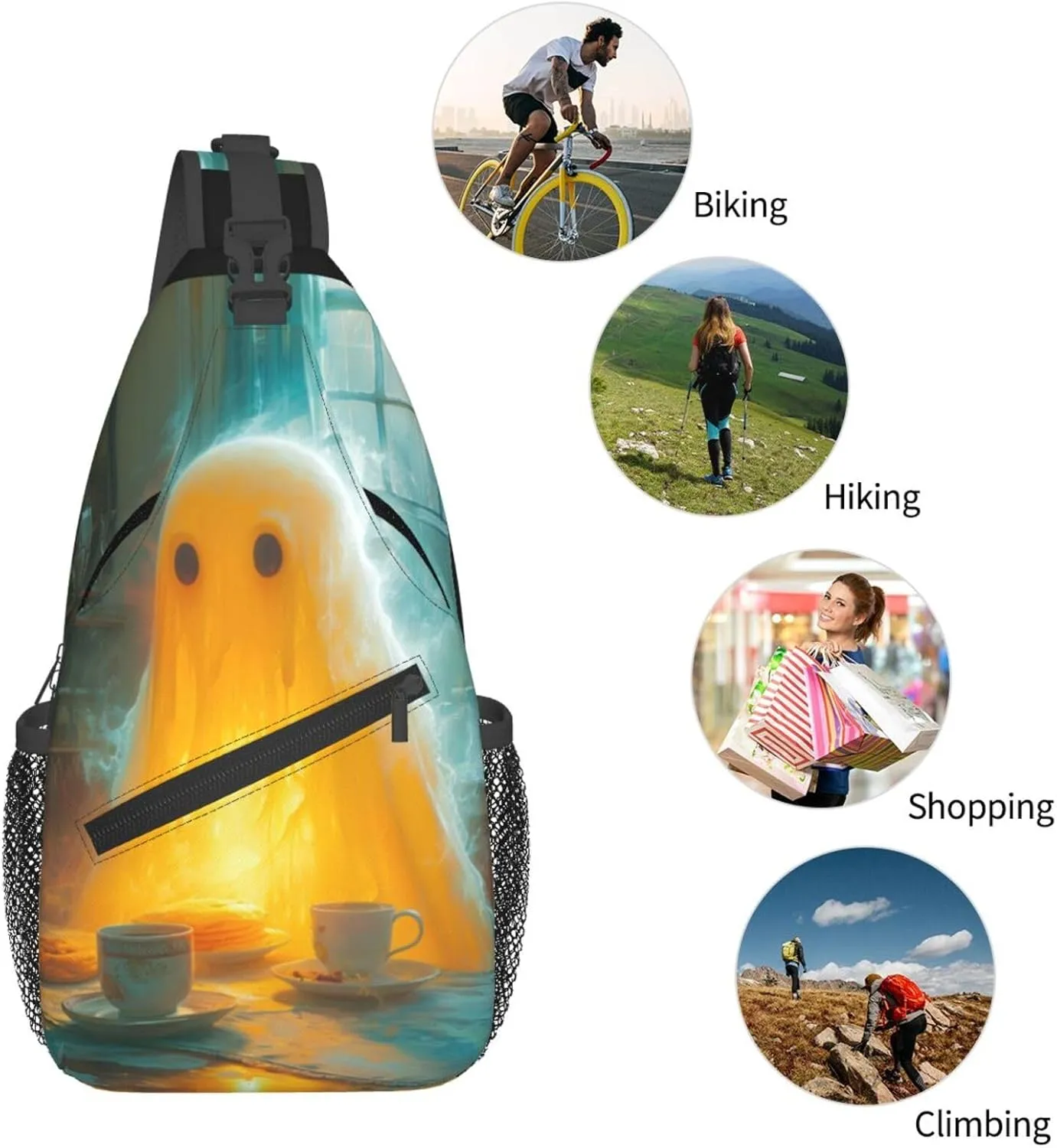 Pancake Scary Sling Bag For Men Crossbody Backpack,Women Shoulder Bag For Travel Sport