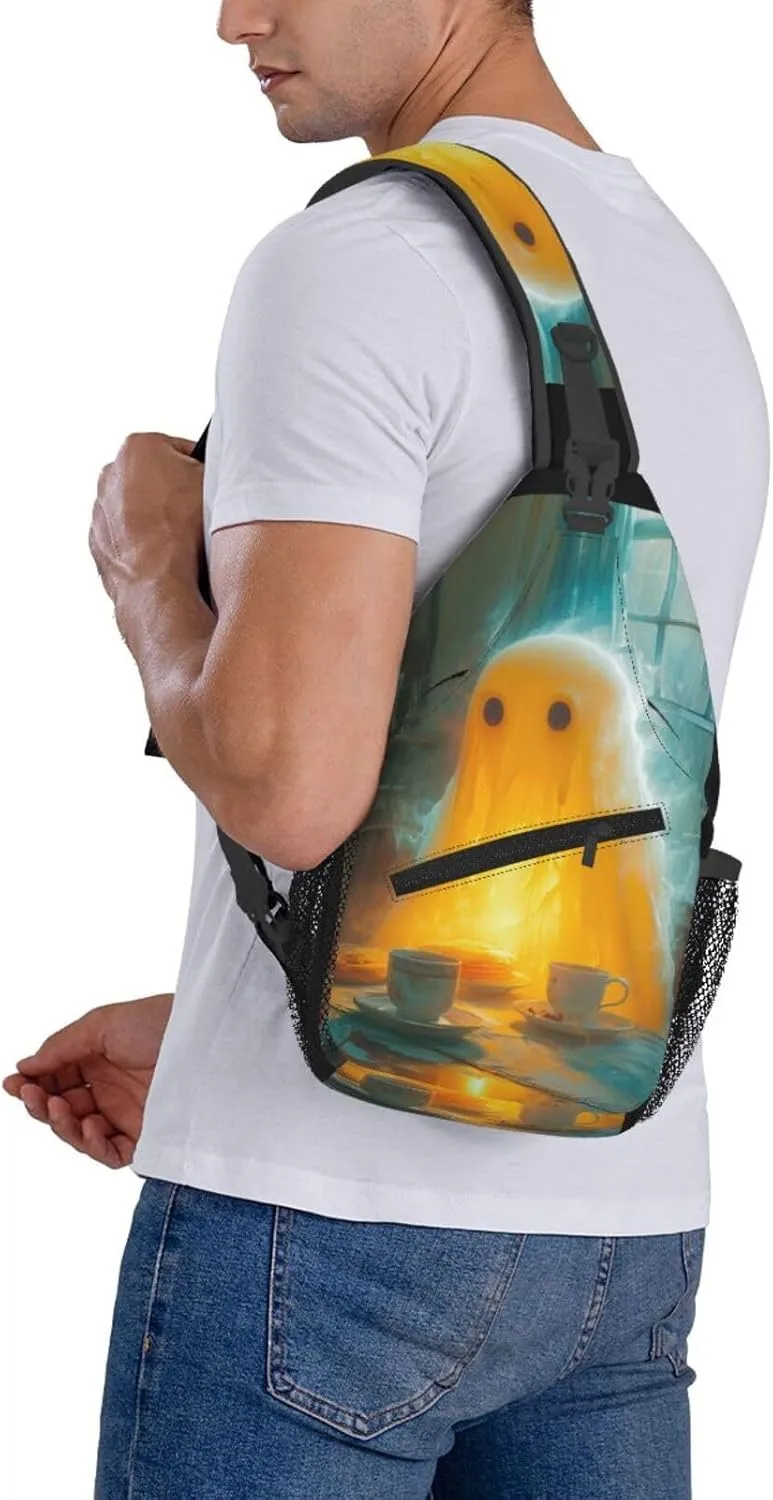 Pancake Scary Sling Bag For Men Crossbody Backpack,Women Shoulder Bag For Travel Sport
