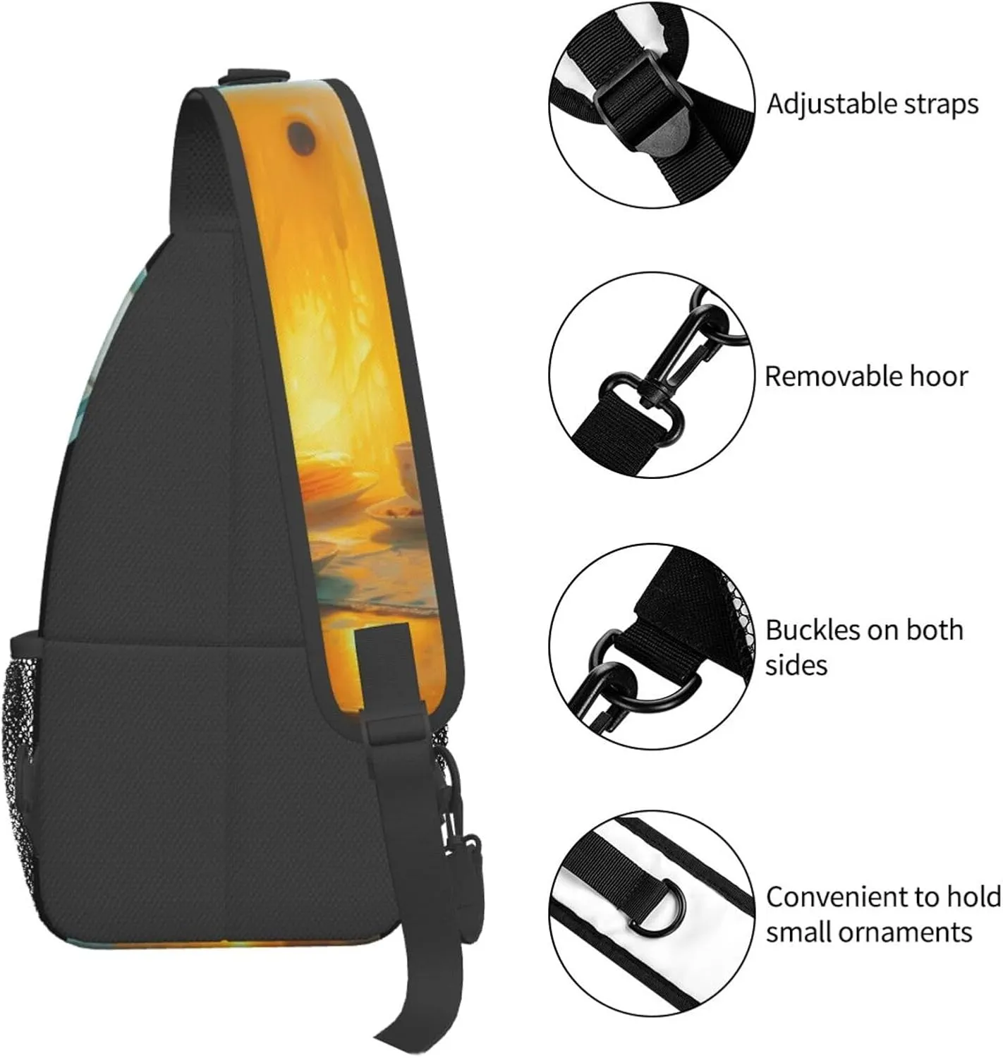 Pancake Scary Sling Bag For Men Crossbody Backpack,Women Shoulder Bag For Travel Sport