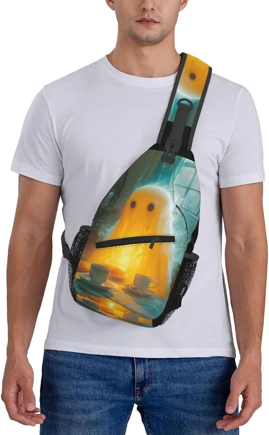 Pancake Scary Sling Bag For Men Crossbody Backpack,Women Shoulder Bag For Travel Sport