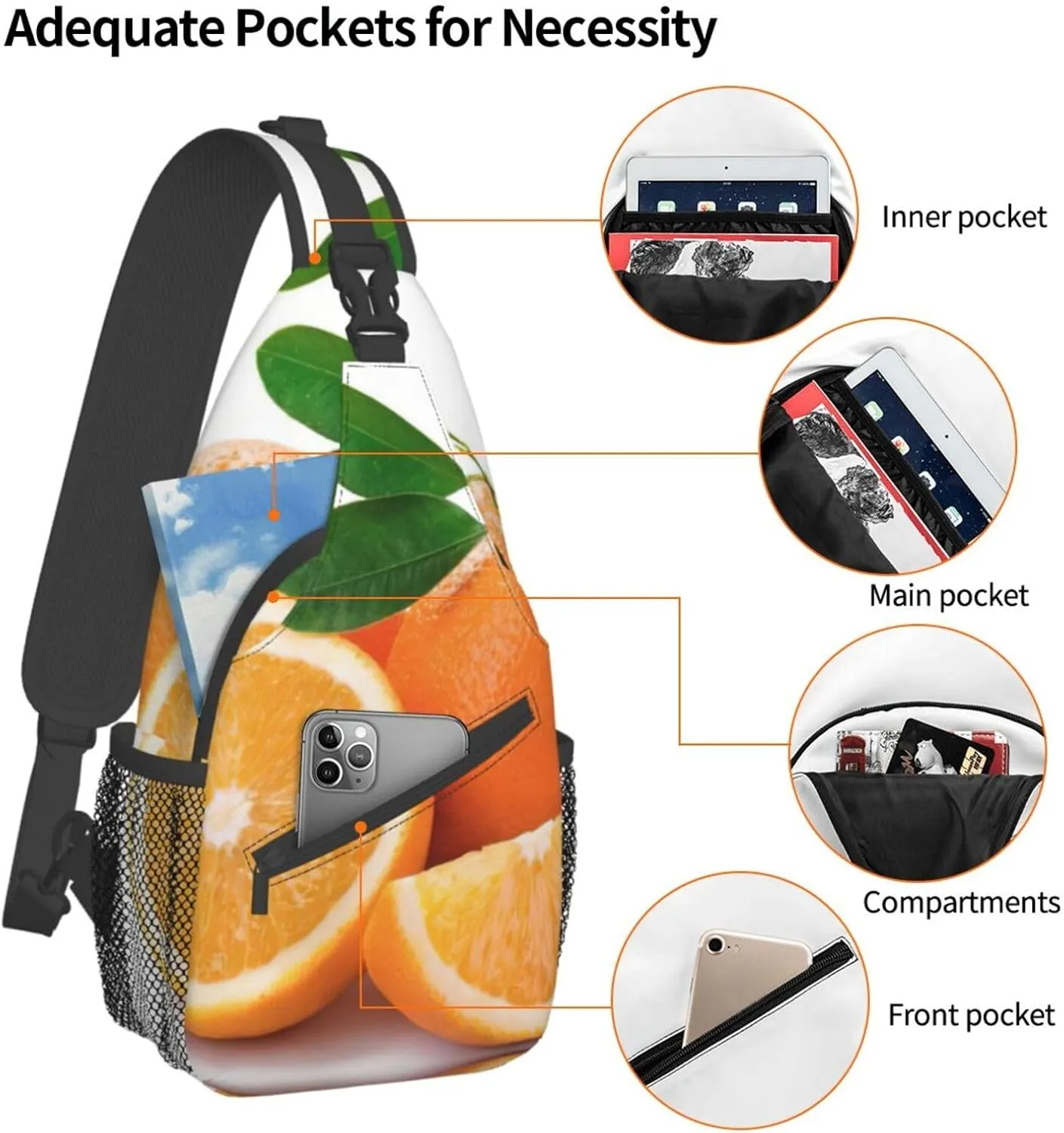 Parrots On Branches Print Crossbody Sling Backpack Sling Bag Travel Hiking Chest Bag Daypack