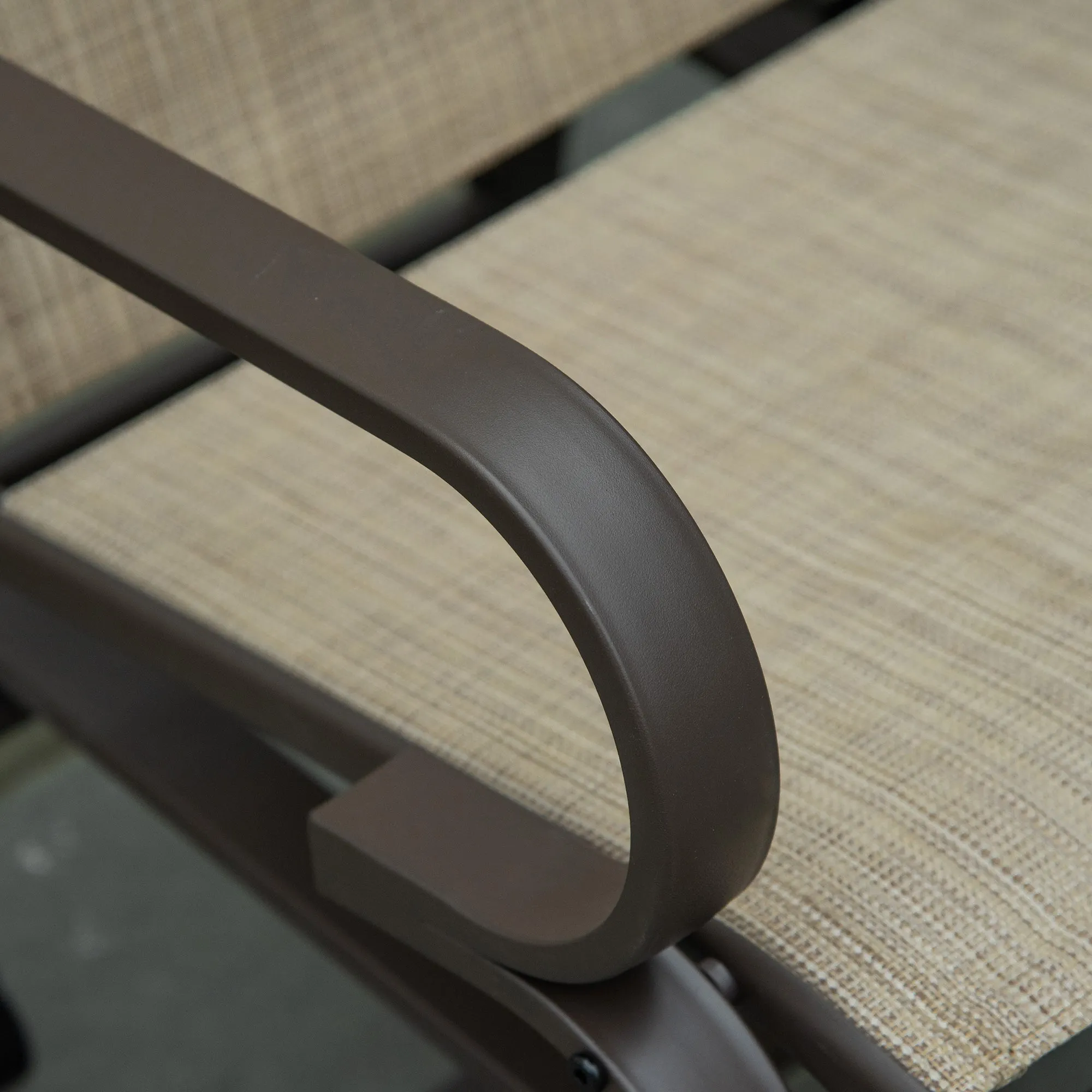 Patio Glider with Breathable Mesh Fabric, Outdoor Glider Chair, Garden Rocking Gliding Seat for Patio, Yard, Porch, Brown Flaxen