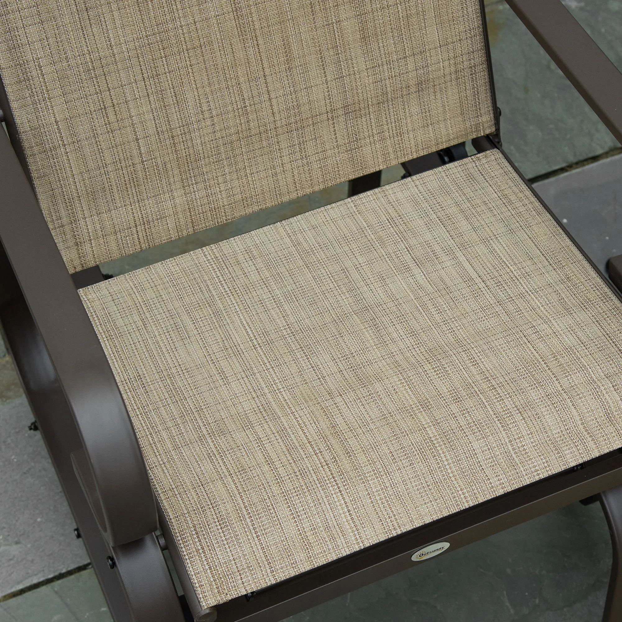 Patio Glider with Breathable Mesh Fabric, Outdoor Glider Chair, Garden Rocking Gliding Seat for Patio, Yard, Porch, Brown Flaxen
