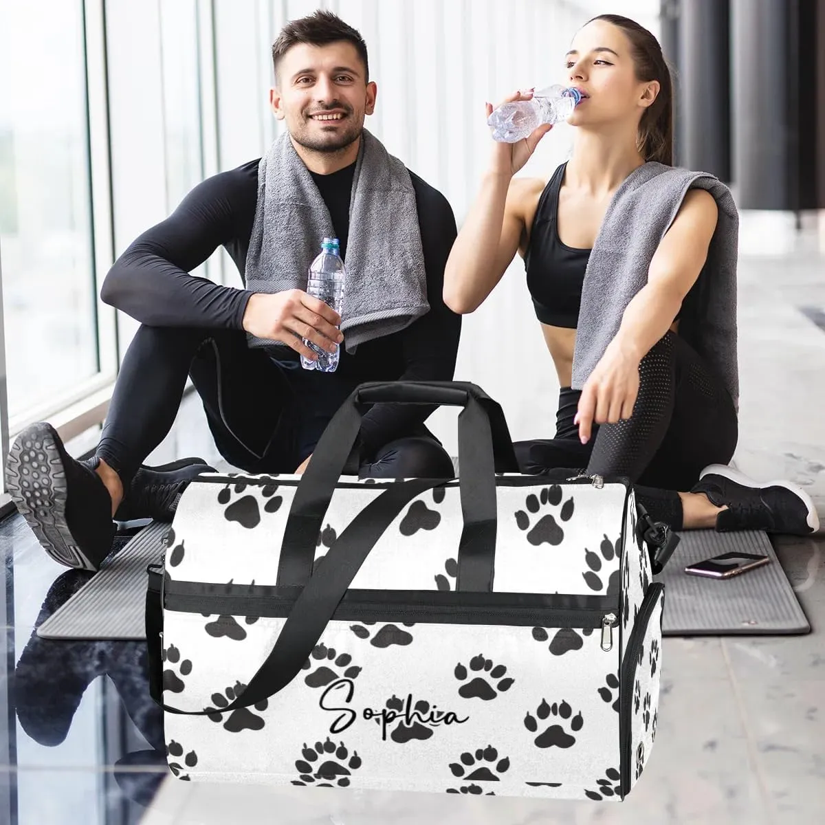 Paws Gym Bag for Adults Personalized Duffel Bag for Men Large luggage Bags for Women Travel Tote Bag Gym Accessories for Men Women