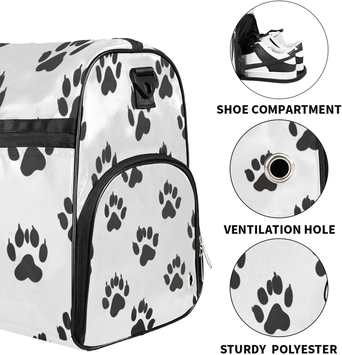Paws Gym Bag for Adults Personalized Duffel Bag for Men Large luggage Bags for Women Travel Tote Bag Gym Accessories for Men Women