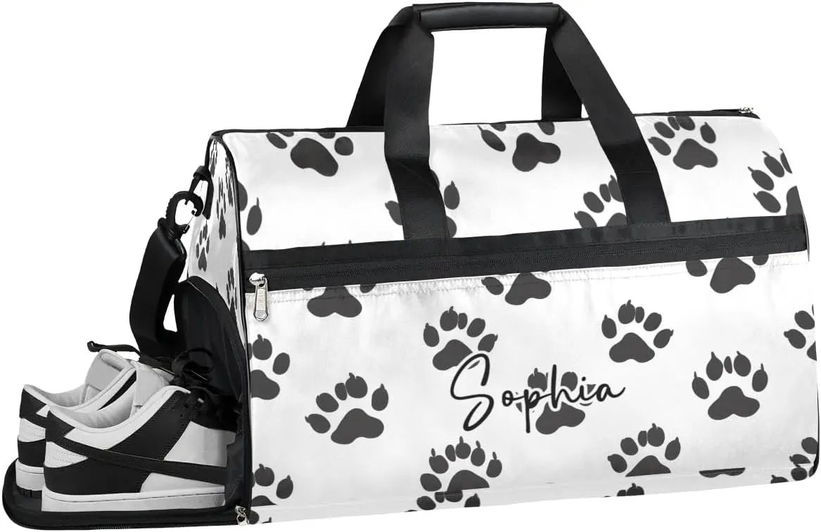 Paws Gym Bag for Adults Personalized Duffel Bag for Men Large luggage Bags for Women Travel Tote Bag Gym Accessories for Men Women