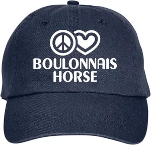 Peace Love BOULONNAIS Horse Hat Baseball Cap Distressed Classic Polo Style Adjustable, d45 Navy Blue