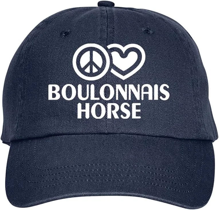 Peace Love BOULONNAIS Horse Hat Baseball Cap Distressed Classic Polo Style Adjustable, d45 Navy Blue