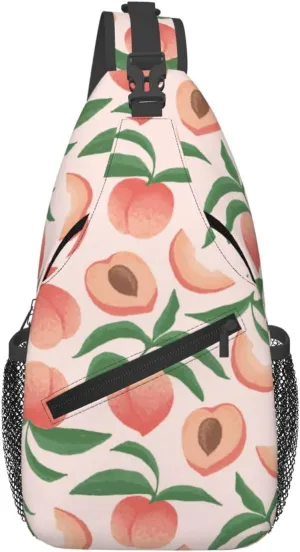 Peach Crossbody Sling Backpack Sling Bag Adjustable Chest Shoulder Daypack For Women Men