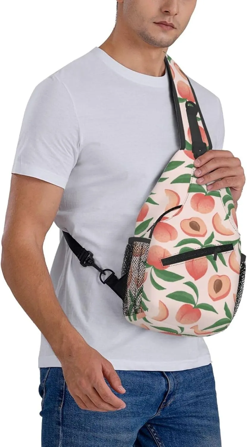 Peach Crossbody Sling Backpack Sling Bag Adjustable Chest Shoulder Daypack For Women Men