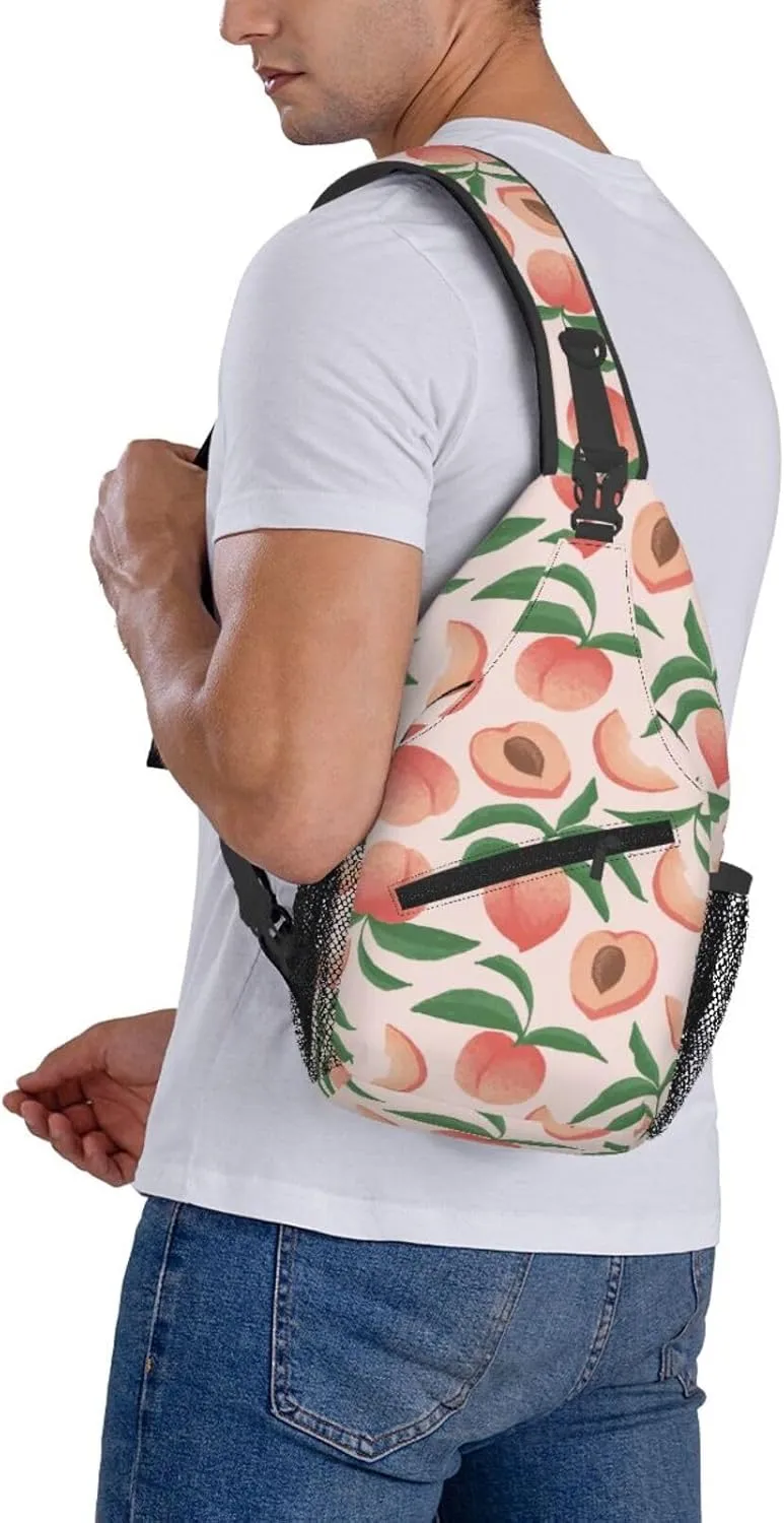Peach Crossbody Sling Backpack Sling Bag Adjustable Chest Shoulder Daypack For Women Men