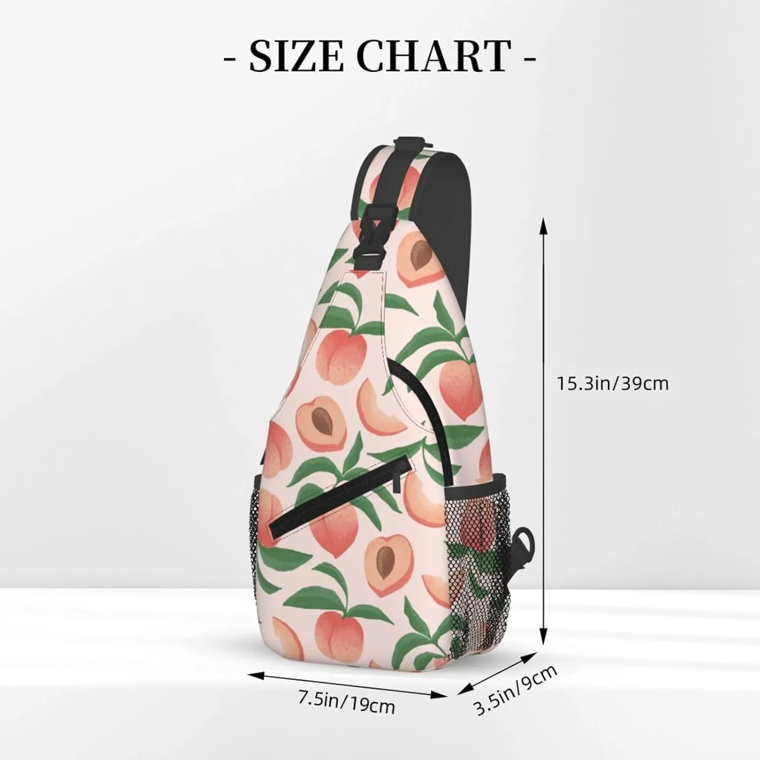 Peach Crossbody Sling Backpack Sling Bag Adjustable Chest Shoulder Daypack For Women Men