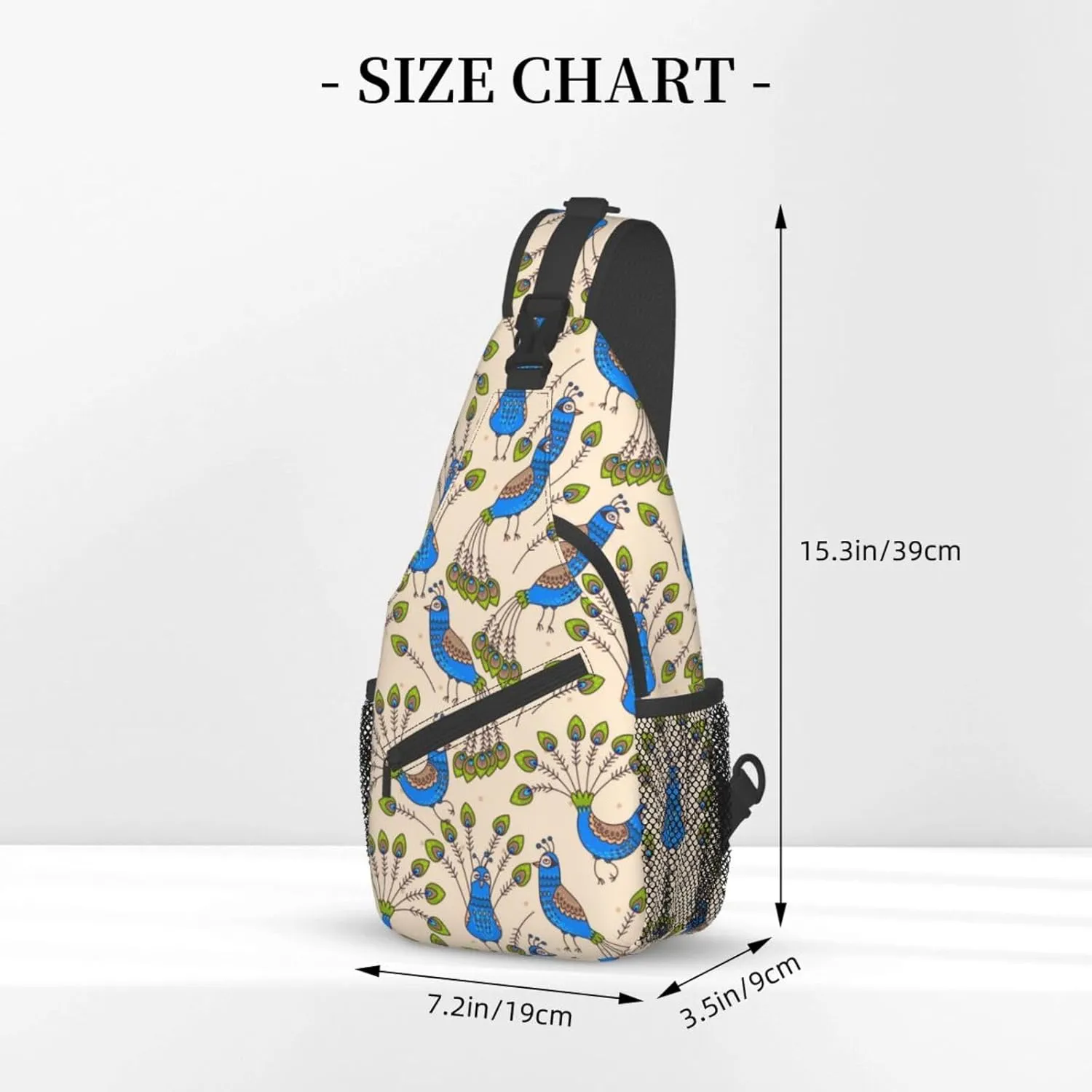 Peacock Shoulder Bag Cute Sling Backpack Daypack Casual Feather Hiking Bag Womens Backpack Bag Animal Bag