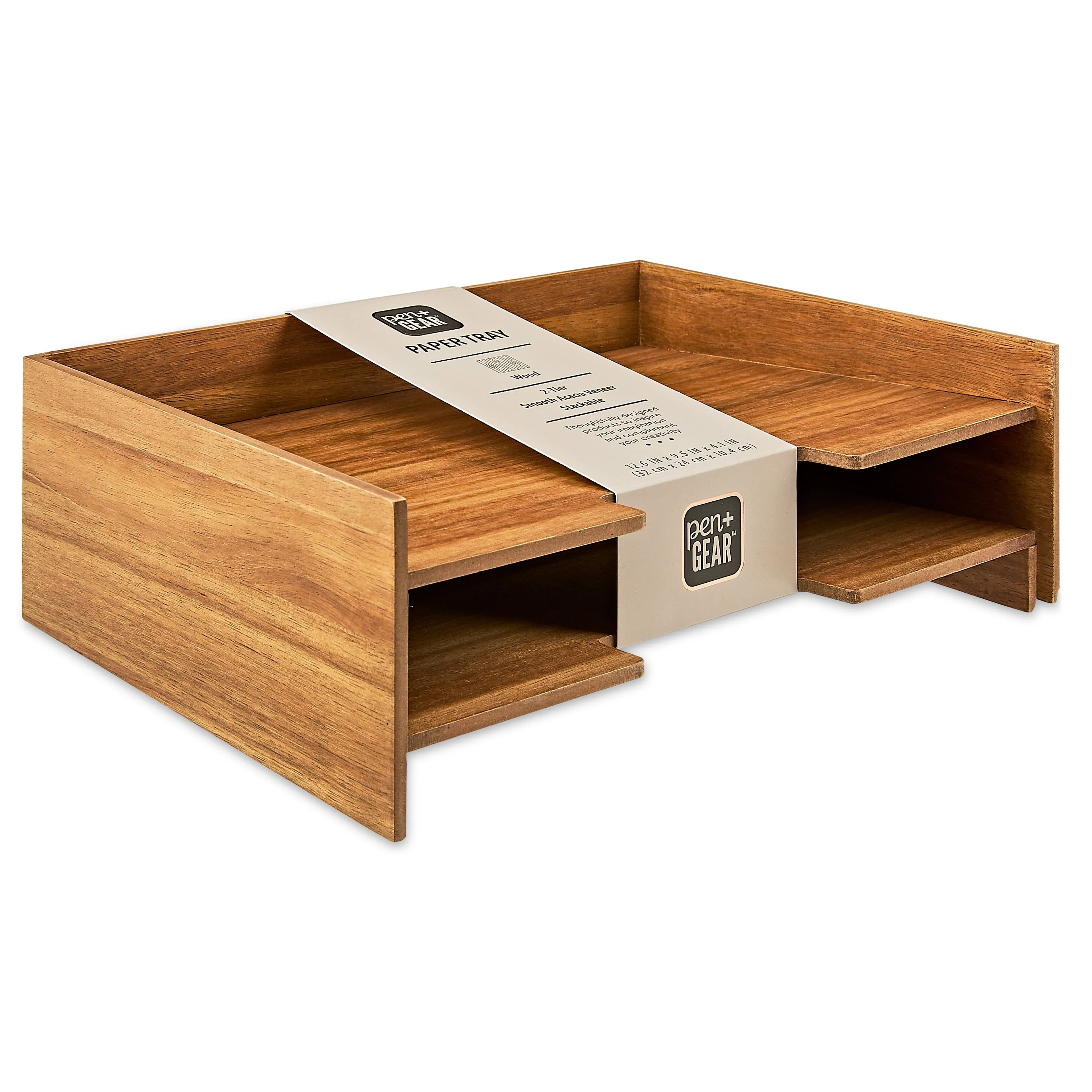 Pen Gear Wooden Paper Tray, 12.6 in x 9.5 in x 4.1 in