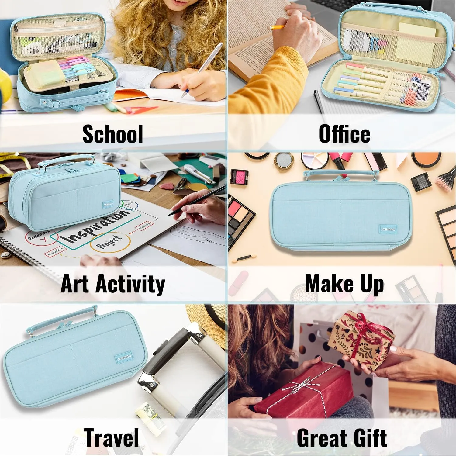 Pencil Case, Large Capacity Pencil Case Organizer; Double Zipper Storage Bag; Big Pencil Pouch for College School Office Teen Girl Boy Men Women Adult
