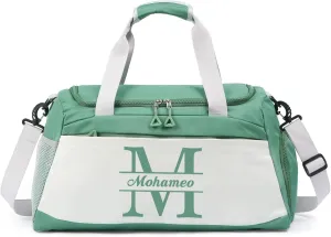 Personalized Duffel Bag with Name, Travel Duffel with Wet Pocket & Shoe Compartment, Sport Gym Bags for Women/Men, Overnight Bag for Traveling and Sports Enthusiasts (Style 1-Green)