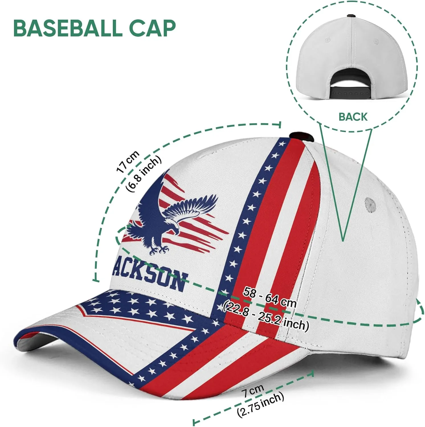 Personalized Eagle Baseball Cap, Eagle Hat, Adjustable Custom Name Men's Hat, Outdoor Birthday Gift for Dad, Father Day