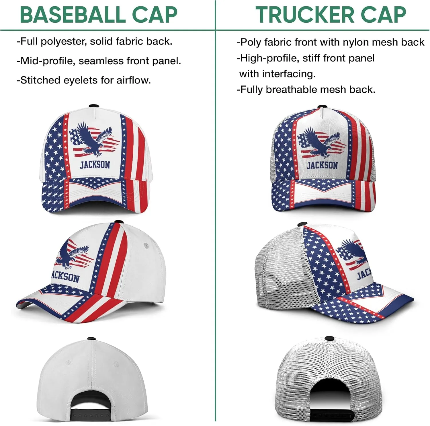 Personalized Eagle Baseball Cap, Eagle Hat, Adjustable Custom Name Men's Hat, Outdoor Birthday Gift for Dad, Father Day