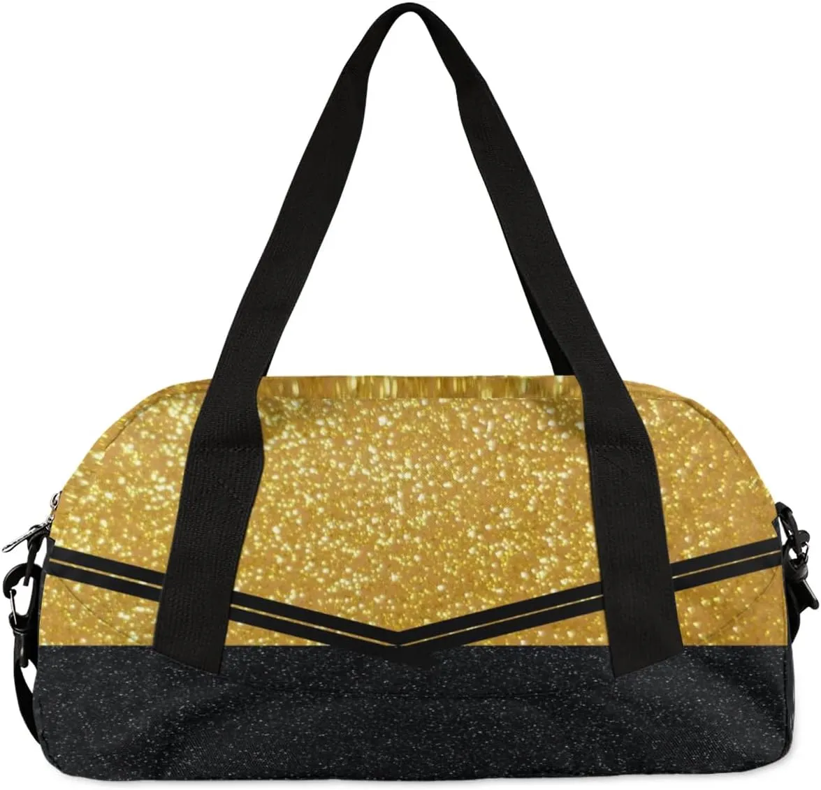 Personalized Glitter Cheer Bag Girls,Foldable Kids Duffel Bag Custom Team Gift Sports Bag Gym Weekender Bags Overnight Travel Lightweight Gymnastics Bag,Gold