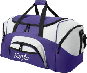 Personalized Large Purple Duffel Bag, Womens Duffle Bag, Athlete Gift, Sport Bag, Embroidered Name