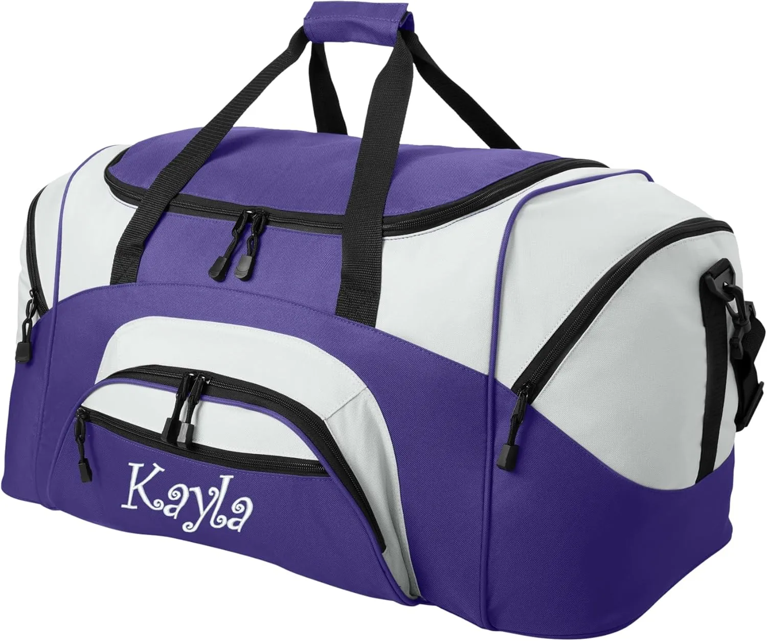 Personalized Large Purple Duffel Bag, Womens Duffle Bag, Athlete Gift, Sport Bag, Embroidered Name