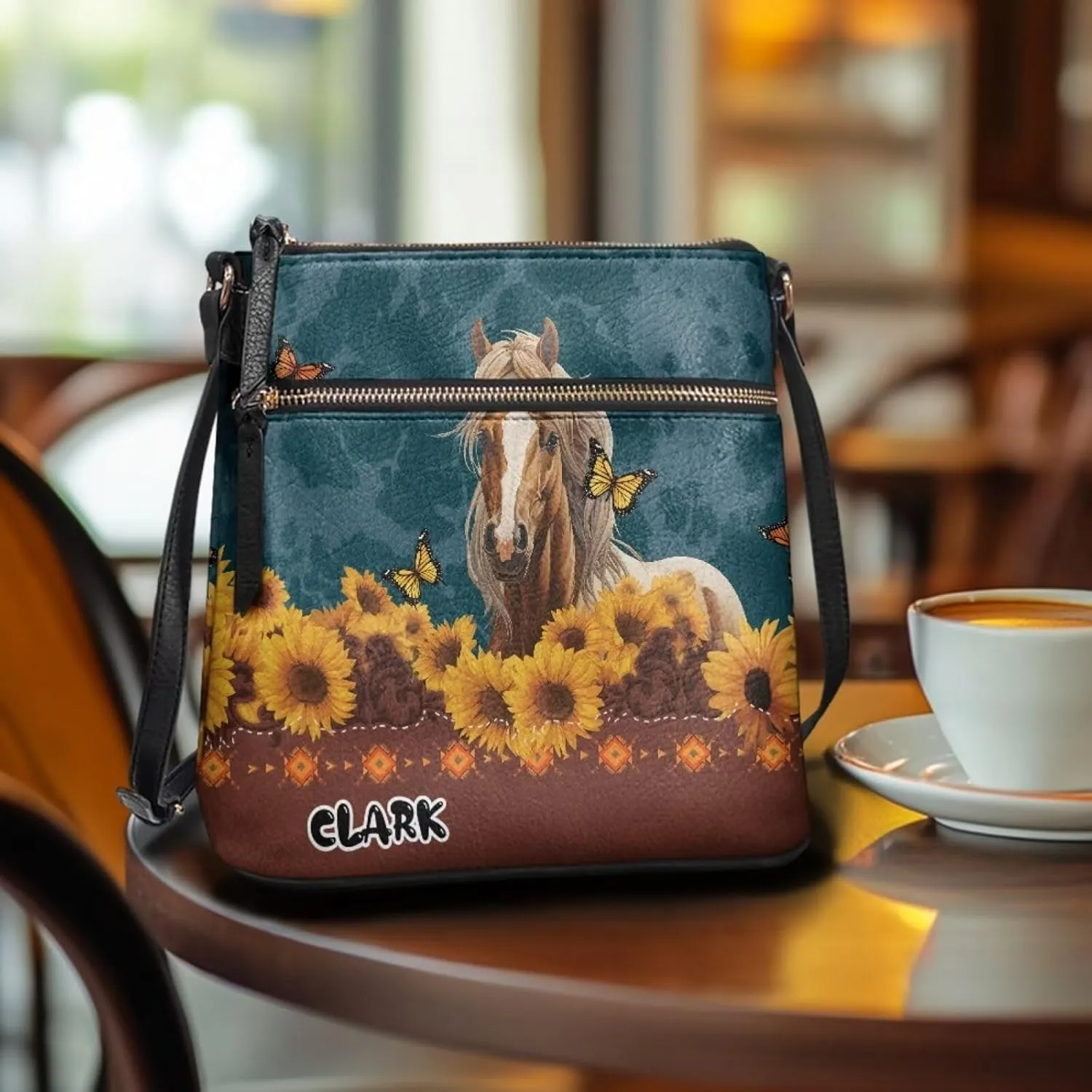 Personalized Purse for Women Custom Leather Crossbody Bag with Name Customized Hobo Bag with Zipper